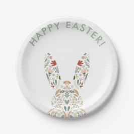 Cute Floral Bunny Easter Brunch Papieren Bordje