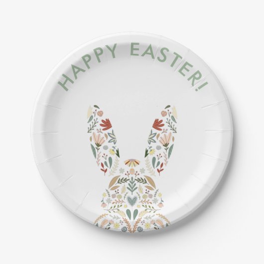 Cute Floral Bunny Easter Brunch Papieren Bordje (Voorkant)