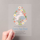Cute Floral Bunny Easter Hunt Acryl Uitnodigingen (Insitu (Draagbaar))