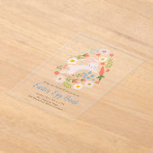 Cute Floral Bunny Easter Hunt Acryl Uitnodigingen (Laagn)
