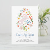Cute Floral Bunny Easter Hunt Kaart (Staand voorkant)