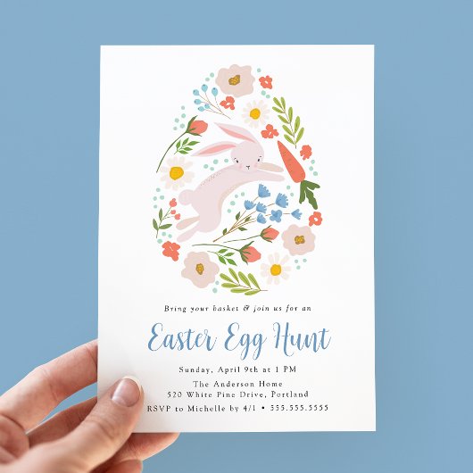 Cute Floral Bunny Easter Hunt Kaart