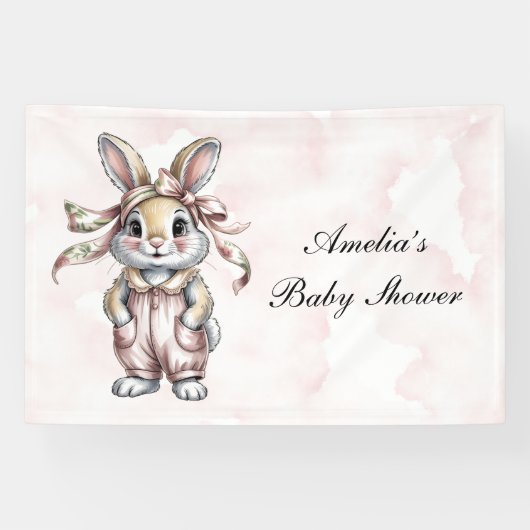 Cute Floral Bunny Girl Baby Shower Spandoek (Horizontaal)