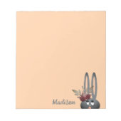 Cute Floral Bunny Pastel Personalized Easter Notitieblok (Voorkant)
