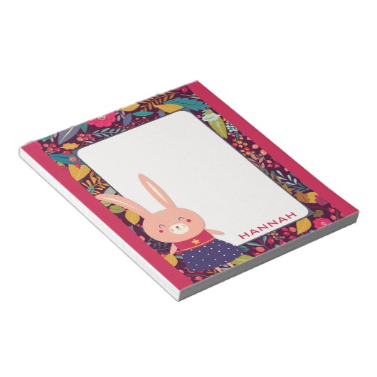 Cute Floral Bunny Rabbit Notitieblok (Schuin)