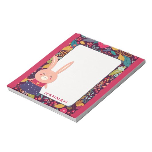 Cute Floral Bunny Rabbit Notitieblok (Linkerzijde)