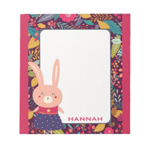 Cute Floral Bunny Rabbit Notitieblok