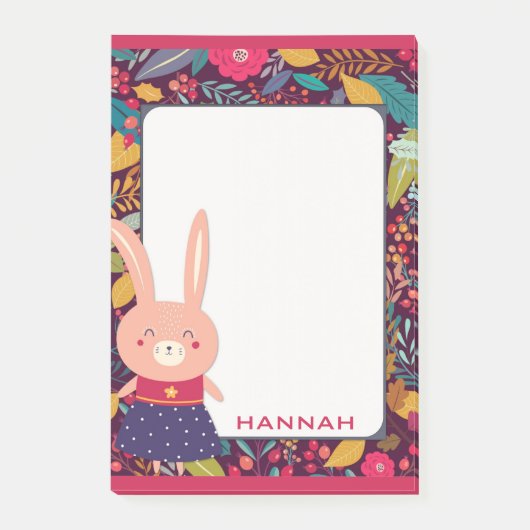 Cute Floral Bunny Rabbit Post-it® Notes (Voorkant)
