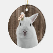 Cute Floral Bunny White Rabbit Barn Wood Keramisch Ornament (Links)