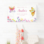 Cute Floral Butterfly Roze Baby shower Spandoek (Insitu)