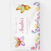 Cute Floral Butterfly Roze Baby shower Spandoek (Verticaal)