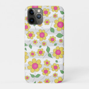 Cute floral cartoon design yellow daisy doodles Case-Mate iPhone case