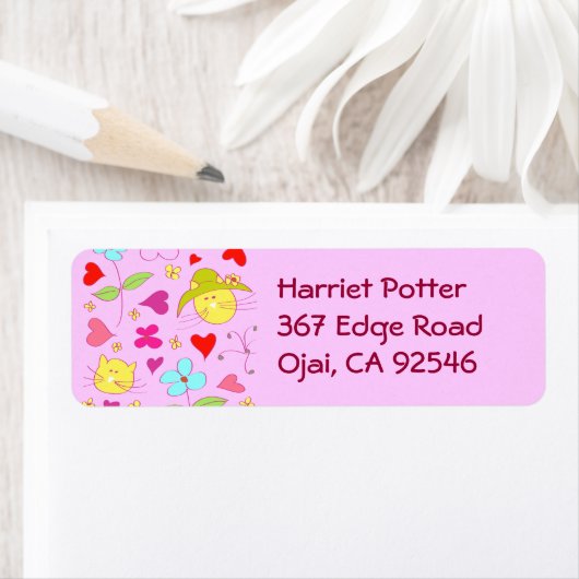 Cute Floral Cat Flower Pet 2 Etiket (Insitu)