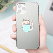 Cute floral cat-illustratie sticker (Telefoon)