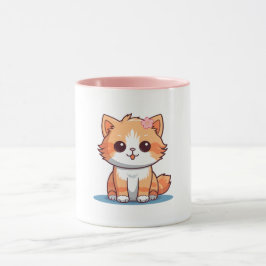 Cute Floral Cat Mug – Soft Pastel Aesthetic Kitten Mok