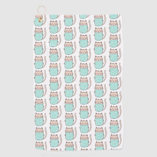 Cute Floral Cat Pattern Golfhanddoek (Voorkant)