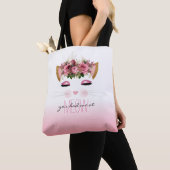 Cute Floral Cat Pink Ombre Tote Bag (Dichtbij)
