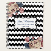 Cute Floral Chevron Personalized Teacher Planner (Voorkant)