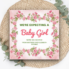 Cute Floral Chic Baby Girl Aankondiging van de zwa