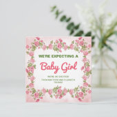 Cute Floral Chic Baby Girl Aankondiging van de zwa (Staand voorkant)