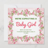 Cute Floral Chic Baby Girl Aankondiging van de zwa (Voorkant)