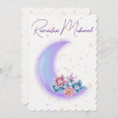 Cute Floral Crescent Islamic Ramadan Mubarak Feestdagenkaart (Voorkant / Achterkant)