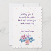 Cute Floral Crescent Islamic Ramadan Mubarak Feestdagenkaart (Achterkant)