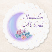 Cute Floral Crescent Islamic Ramadan Mubarak Kartonnen Onderzetters (Voorkant)