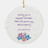 Cute Floral Crescent Islamic Ramadan Mubarak Keramisch Ornament (Achterkant)