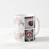 Cute floral custom monogram en afbeeldingen koffiemok (Voorkant rechts)