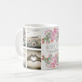 Cute floral custom monogram en afbeeldingen koffiemok (Voorkant links)