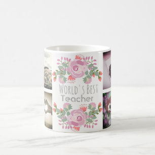Cute floral custom monogram en afbeeldingen koffiemok
