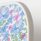 Cute Floral Custom Monogram Pink and Blue Pickleball Paddle (Links Detail)