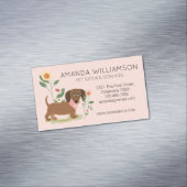 Cute Floral Dachshund Dog Pet Care Magnetisch Visitekaartje (Voorbeeld)
