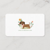 Cute Floral Dachshund Dog Pet Care Visitekaartje (Achterkant)