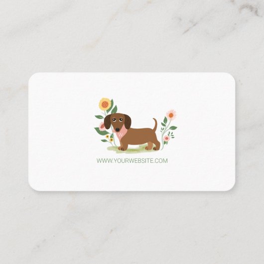Cute Floral Dachshund Dog Pet Care Visitekaartje (Achterkant)