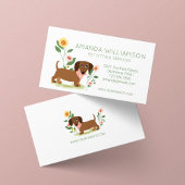 Cute Floral Dachshund Dog Pet Care Visitekaartje