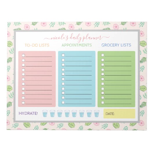 Cute Floral Daily Planner Notitieblok (Voorkant)