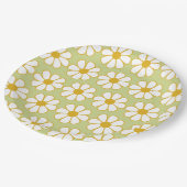 Cute Floral Daisy Pattern Green Papieren Bordje (Gekanteld)