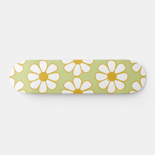 Cute Floral Daisy Pattern Green Persoonlijk Skateboard (Horizontaal)