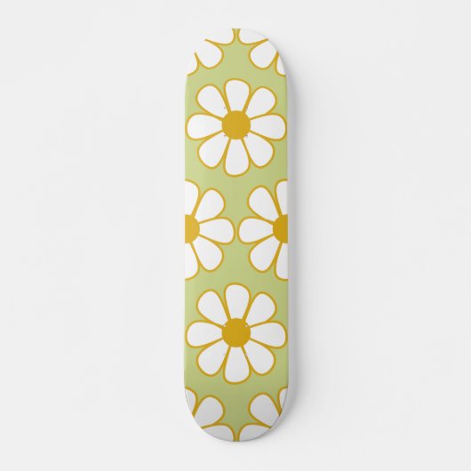 Cute Floral Daisy Pattern Green Persoonlijk Skateboard (Voorkant)