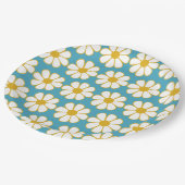 Cute Floral Daisy Pattern Mustard and Blue Papieren Bordje (Gekanteld)
