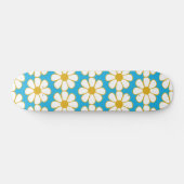 Cute Floral Daisy Pattern Mustard and Blue Persoonlijk Skateboard (Horizontaal)