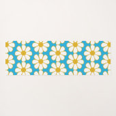 Cute Floral Daisy Pattern Mustard and Blue Yogamat (Achterkant (horizontaal))