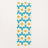 Cute Floral Daisy Pattern Mustard and Blue Yogamat (Voorkant)