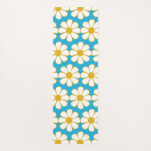 Cute Floral Daisy Pattern Mustard and Blue Yogamat (Achterkant)