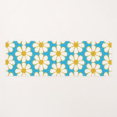 Cute Floral Daisy Pattern Mustard and Blue Yogamat (Voorkant (horizontaal))