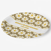 Cute Floral Daisy Pattern Mustard en Brown Papieren Bordje (Gekanteld)