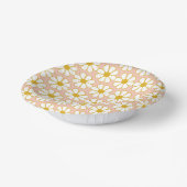 Cute Floral Daisy Pattern Mustard Gold en Blush Papieren Kommen (Gebogen)