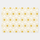 Cute Floral Daisy Pattern Mustard Gold en White Inpakpapier Vel (Voorkant 3)